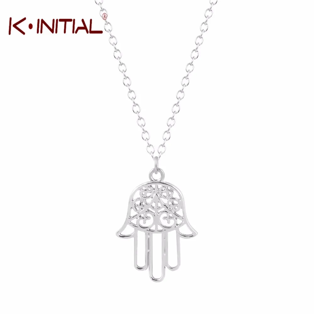 Подвеска Kinitial ожерелье с дизайном рука женское цепочкой Hamsa яркие ювелирные