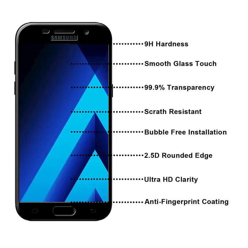Защитное закаленное стекло для Samsung Galaxy A5 A7 2018 A3 J3 J5 J7 2017 2016 S 7 6 Note 5 Prime защита