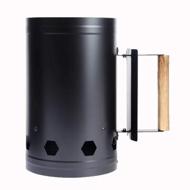 Черный Барбекю Инструменты Быстрая точка уголь зажигание бочки углерода плита зажигания Инструменты для барбекю на открытом месте бамбуковый дымоход стартер - Цвет: Черный