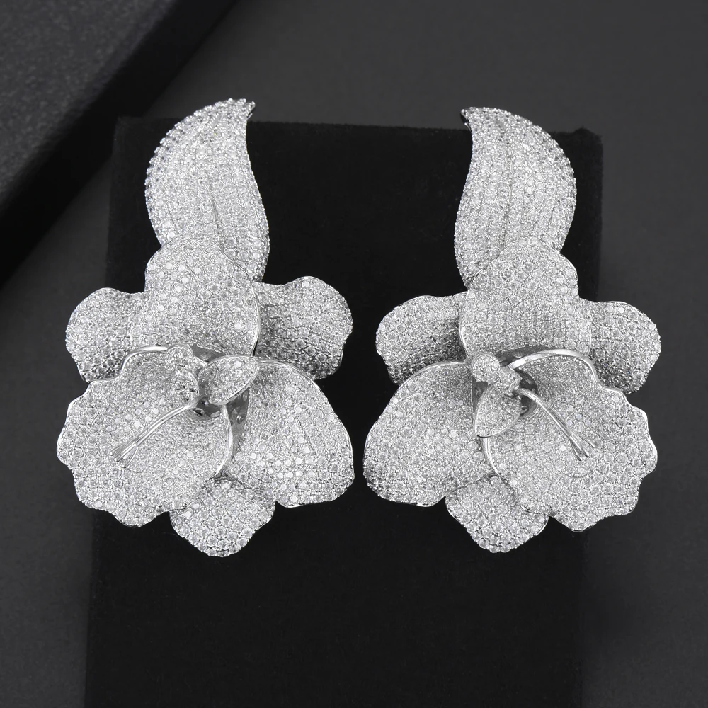 missvikki New Original Design Luxury Micro-wax Inlay Natural Zirconia Dangle Flowers Earrings Women Wedding Earring Jewelry | Украшения и