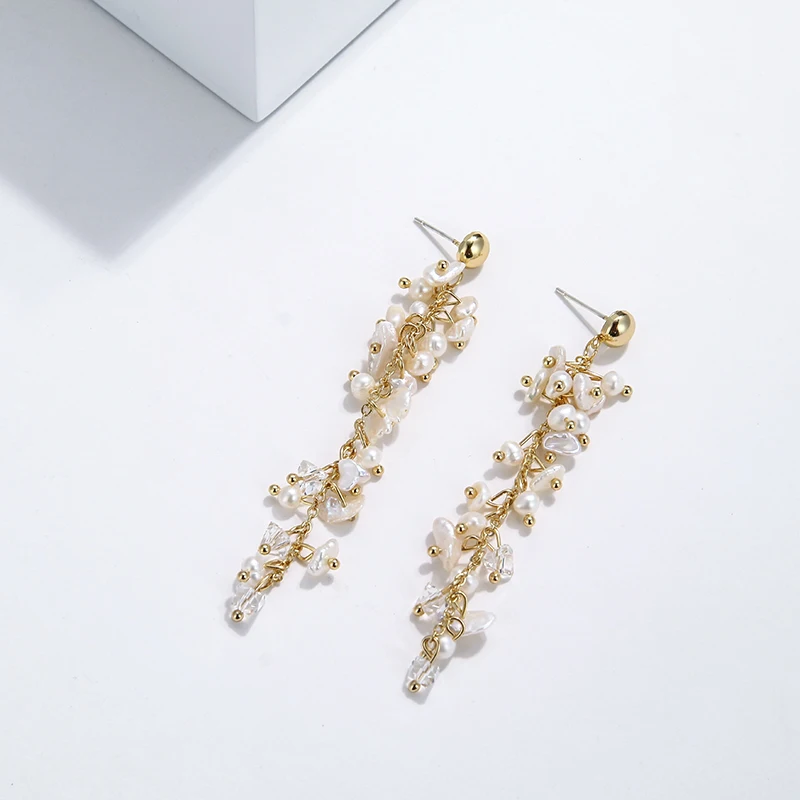 YMYW длинные серьги с натуральным пресноводным жемчугом Роскошные изысканные