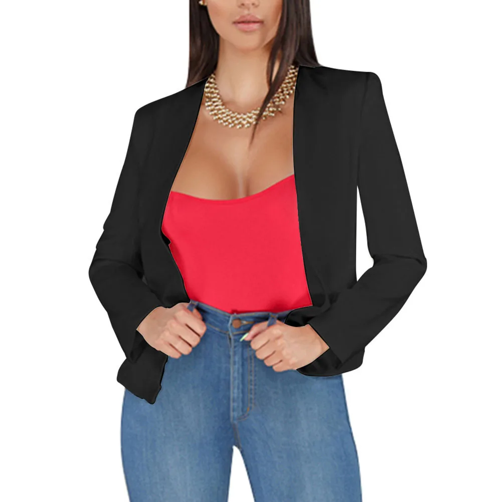 2018 модная базовая куртка блейзер для женщин костюм с длинным рукавом Осенний