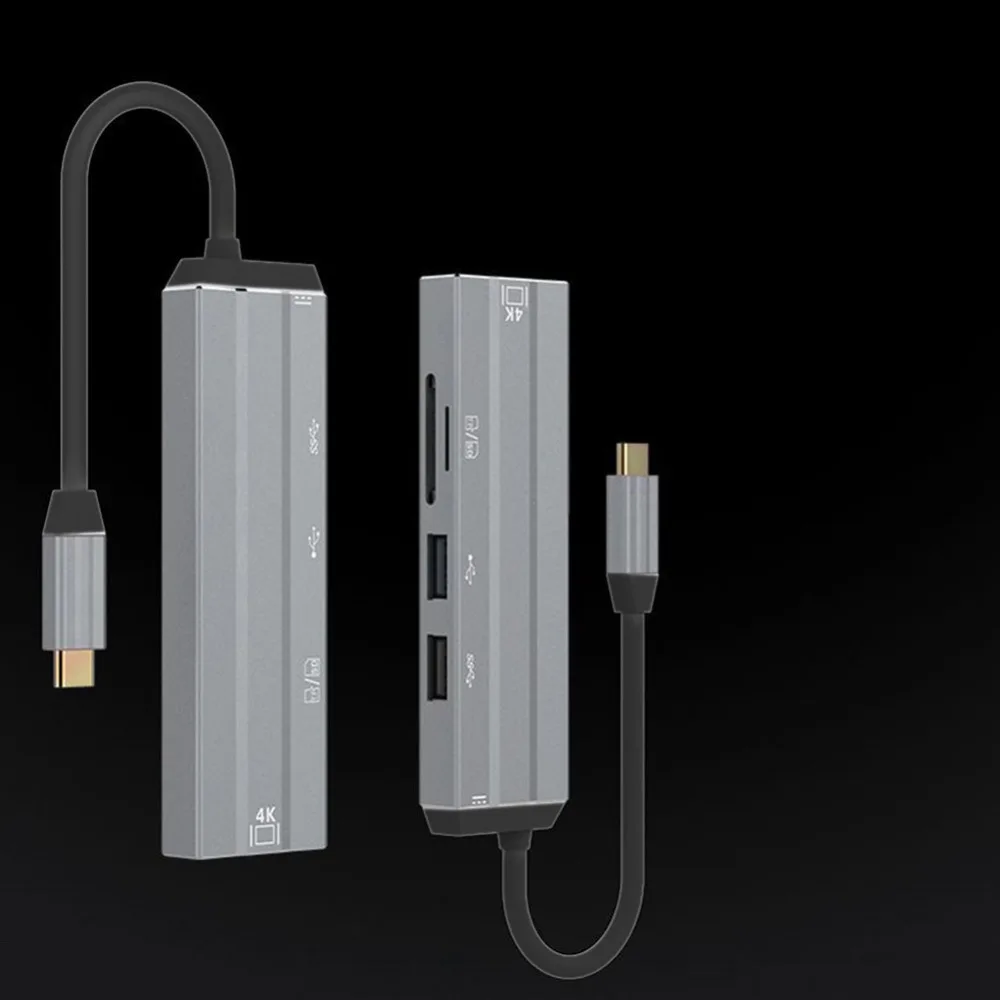 6 в 1 4K HD USB-C концентратор видео аудио кабель адаптер Тип C к HDMI usb 3,0/usb 2,0 с SD/TF кард-ридер Тип C USB концентраторы