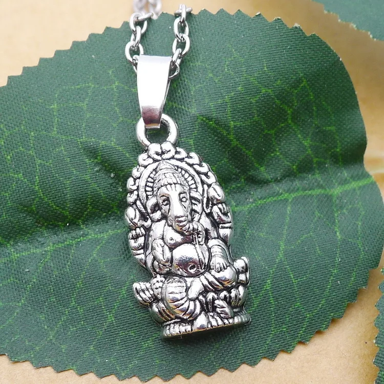 3 шт. ожерелье с подвеской в виде слона Ганеши Будды старинное серебряное