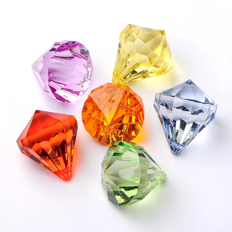 

Approx 45x38mm Transparent Acrylic Pendants Drop Mixed Color Faceted Crystal Charms for Curtains hole: 3mm; about 21pcs/500g