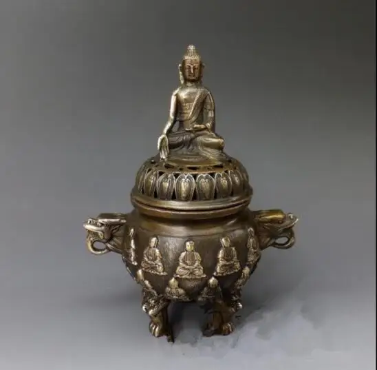 

copper casting light Buddha incense burner Tibetan Buddhist incense Home Furnishing crafts antique collection