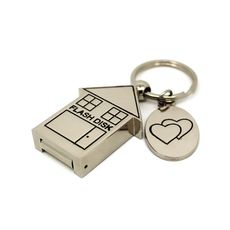 Серебряный металлический прекрасный брелок-флешка в форме дома USB флэш-накопитель 4 ГБ 8 ГБ 16 ГБ 32 ГБ карта памяти, Флеш накопитель 64 Гб u диск