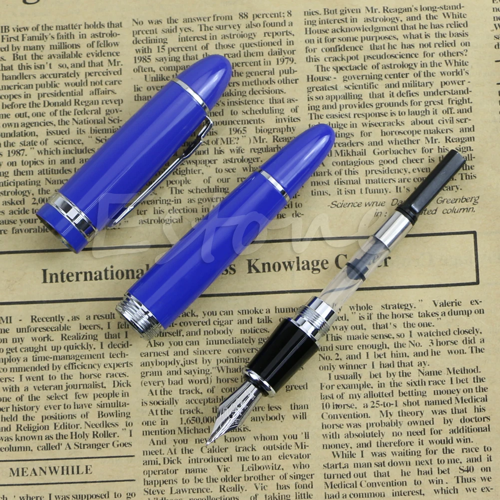 Горячая Deluxe Сталь Jinhao 159 синий и серебристой отделкой Средний Перо Гладкая Ручка перьевая красочные pens24#20