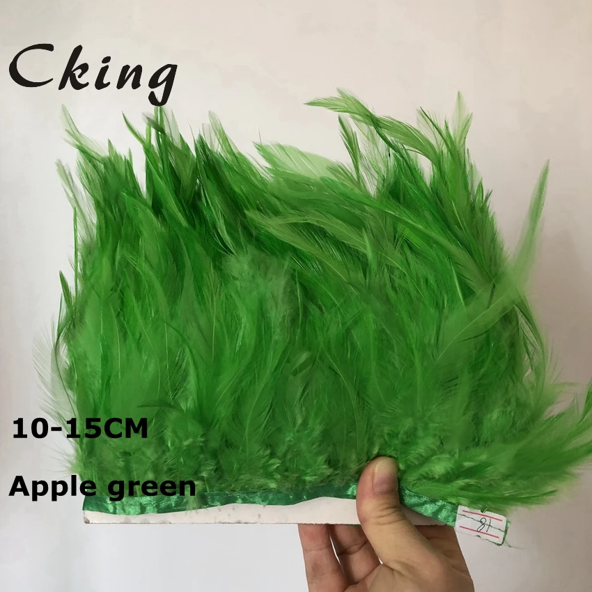 

Cking 10 метров Яблоко зеленый Окрашенные Высокое качество седло для петуха перо отделка 4-6 дюймов ширина Куриный хвост, перья бахрома полосы ремесла