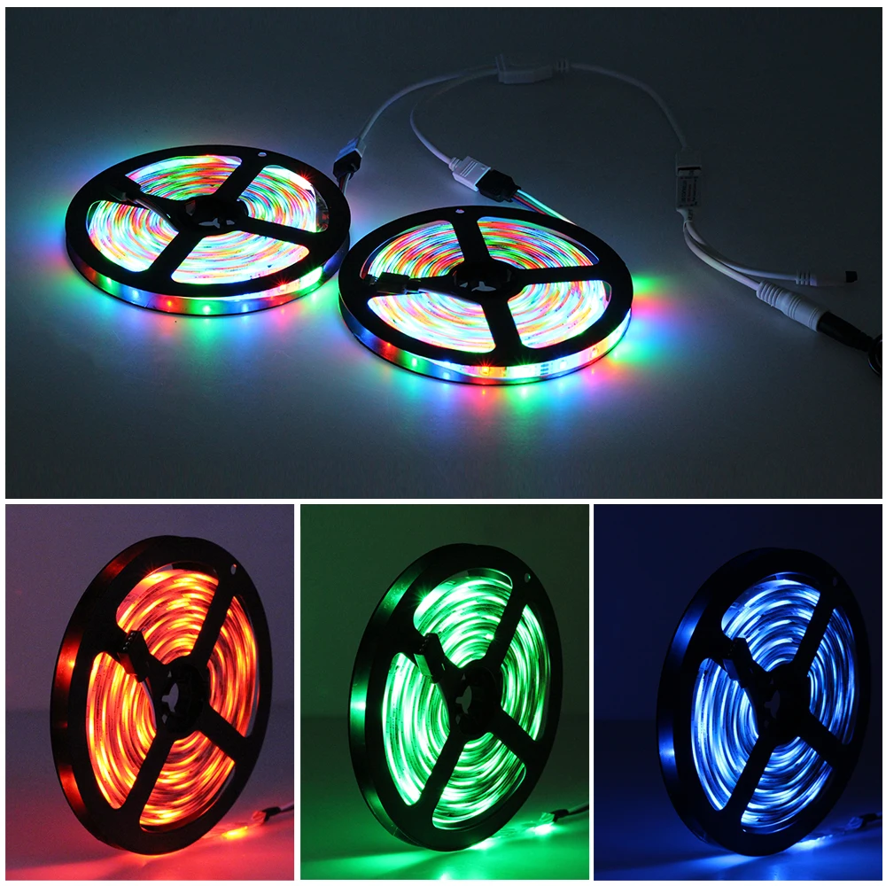 Цветная(RGB) Светодиодные ленты набор 5M 2835 5050 RGBW/RGBWW Светодиодные ленты светильник+ ИК-пульт дистанционного управления+ DC12V Мощность адаптер светодиодный гибкая неоновая лента