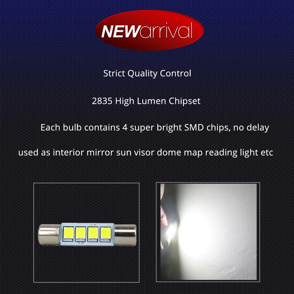WLJH 4x Белый 2835 SMD 29 мм 28 фестон Светодиодная лампа 4 6614F 6612F для салона автомобиля