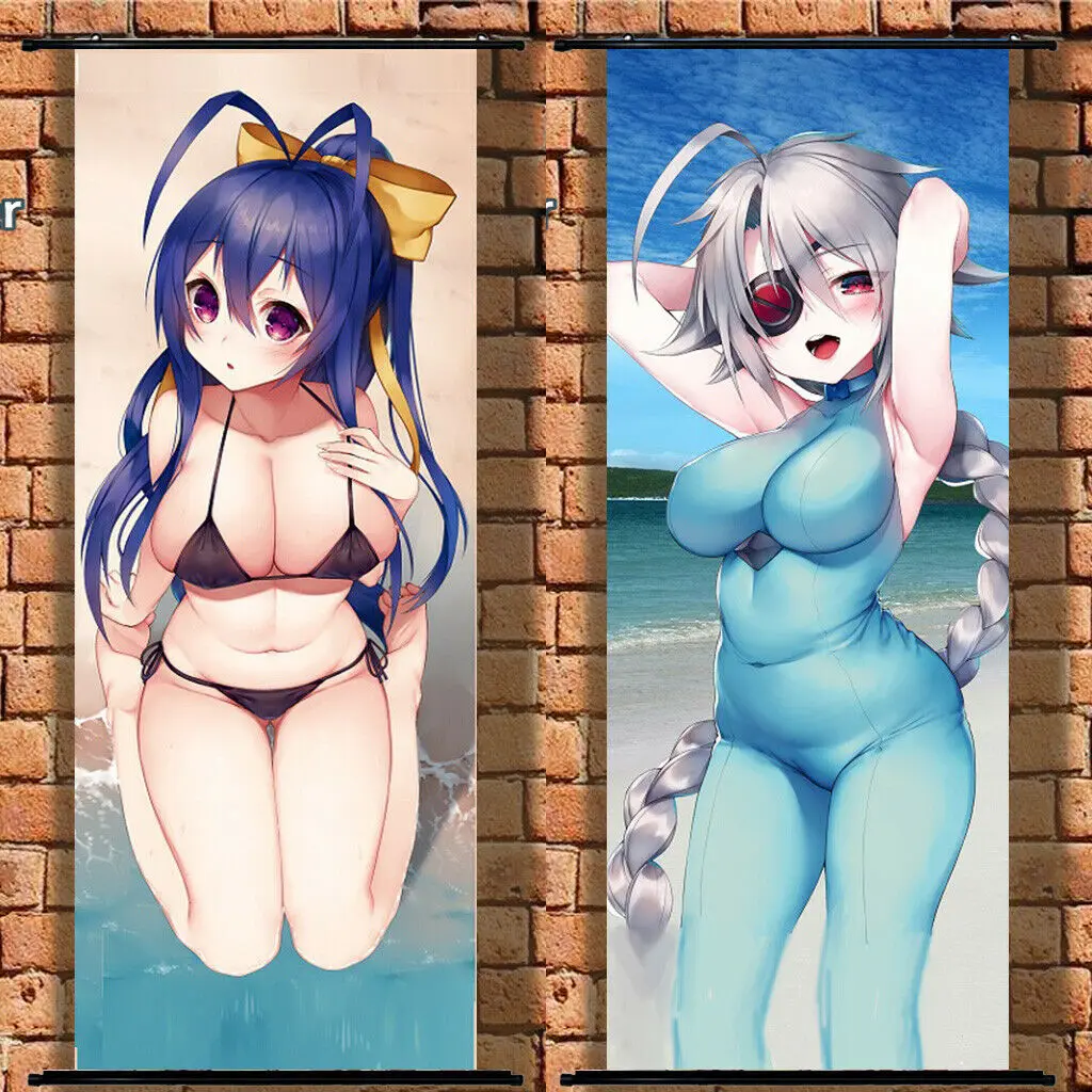 Длинный тканевый плакат стены прокрутки аниме BlazBlue Amane Nishiki на пляже 105x40