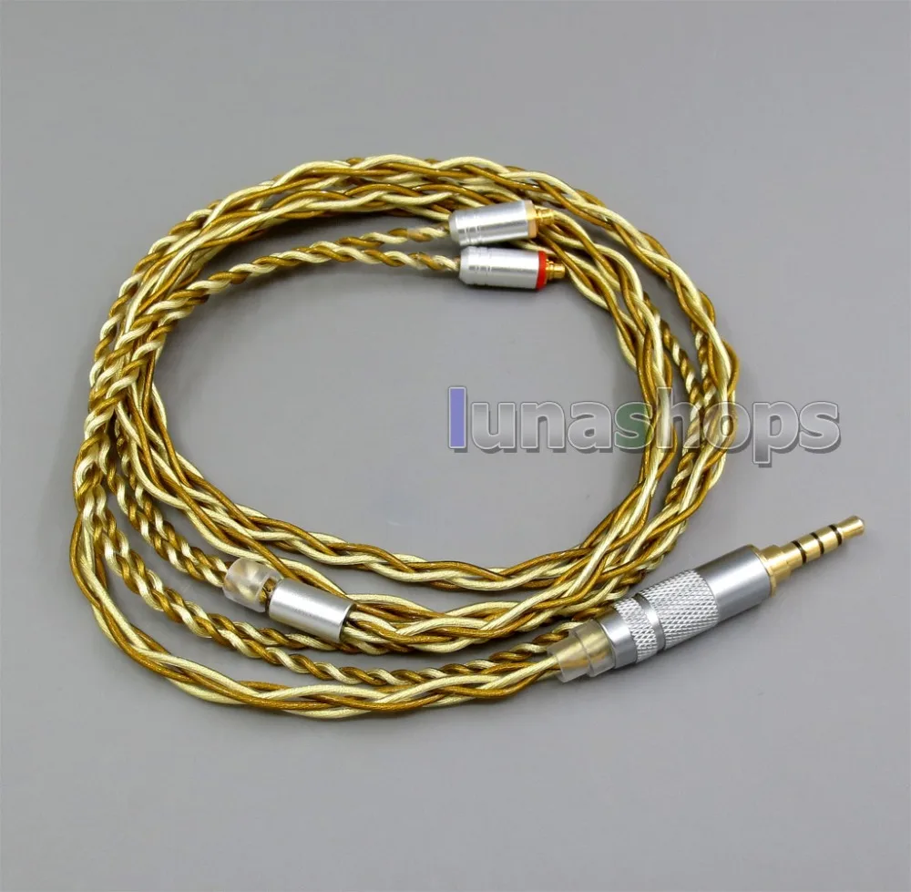 LN005971 чрезвычайно мягкий 7N OCC чистое серебро+ Позолоченный смешанный кабель для наушников для Shure se535 se846 se425 se215 MMCX