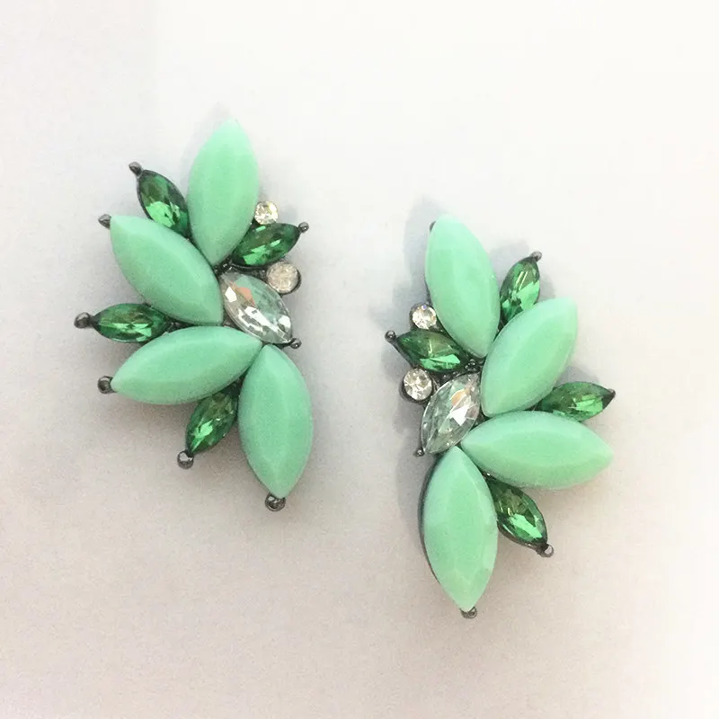 light green Модные с дизайном в форме крыльев Ангела красочные опал камень для женщин пирсинг серьги Стразы инкрустированные кристаллами серьги-гвоздики в рождественской тематике подарок - Окраска металла: light green
