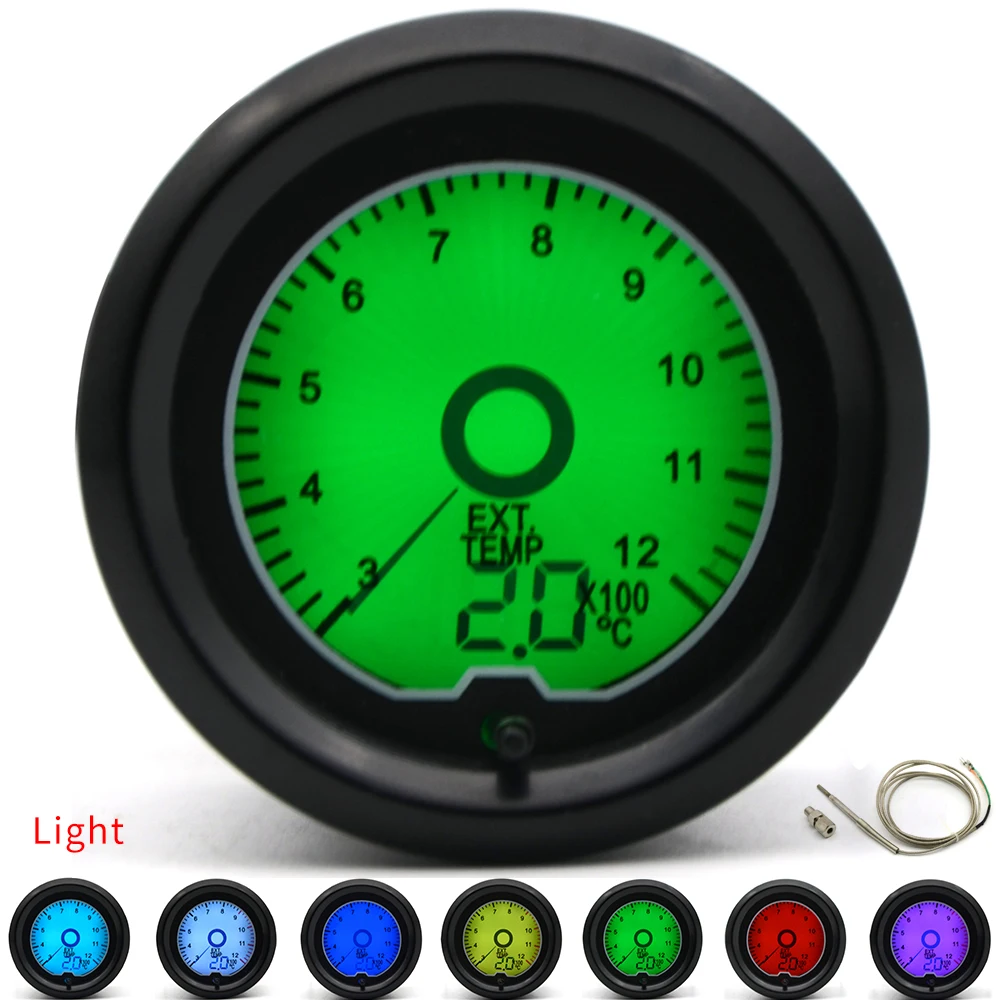 

2" 52mm Exhaust Gas Temp Gauge EGT Gauge 7 Color Racing Gauge LCD Digital Display Car Meter Multiple Colors