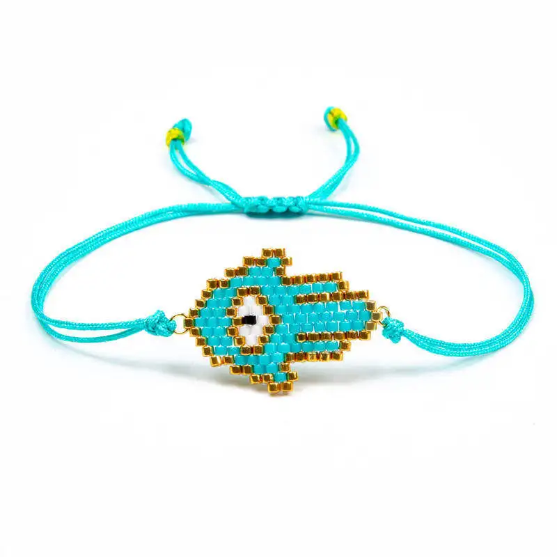 SHINUSBOHO счастливый глаз браслет для мужчин pulseira Дружба Ювелирные изделия MIYUKI браслеты «Фатима» женщин звено цепи bileklik мужской - Окраска металла: MI-B180326B
