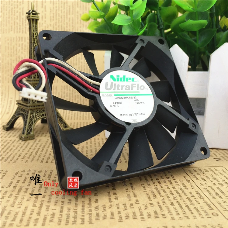 Оригинальный Nidec U80R24MLAB-53 8015 24В 0.07A 80*80*15 мм трехпроводной Вентилятор охлаждения |