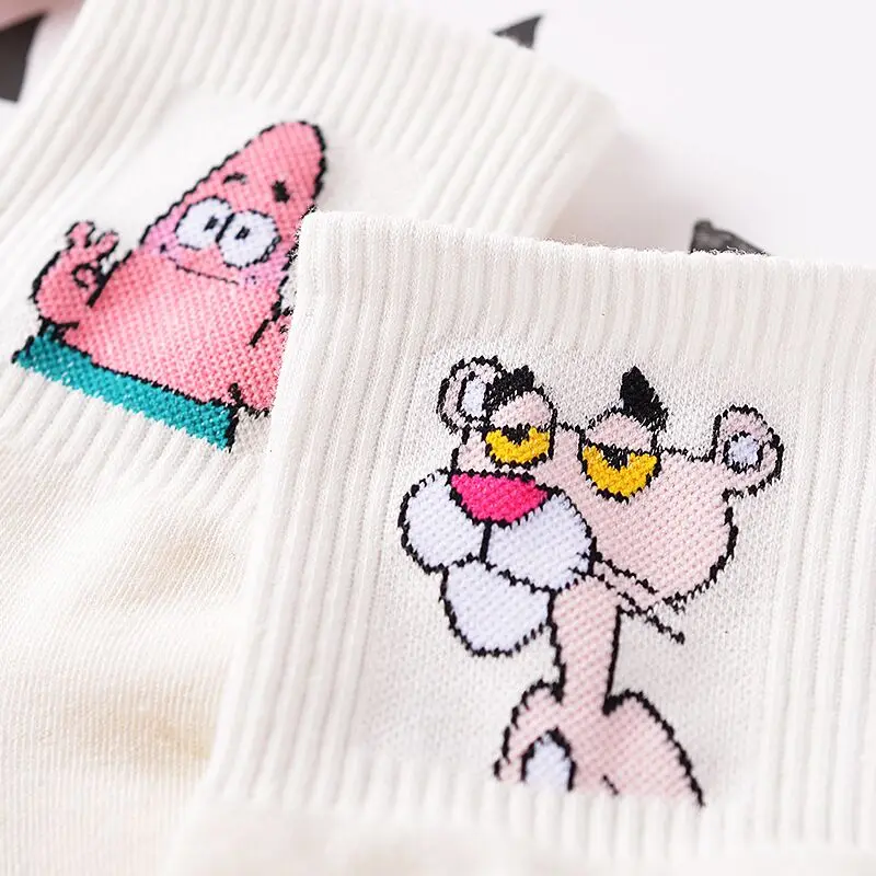 Корейский Японский розовый пантера мультфильм хлопковая целлюлоза носки для