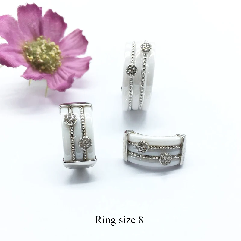 No.1 white size 8 MAIKALE, винтажный ювелирный набор, керамические серьги, кольца, циркон, CZ, серьга с короной, набор колец для женщин, Свадебные Ювелирные наборы, вечерние, подарки - Окраска металла: No.1 white size 8