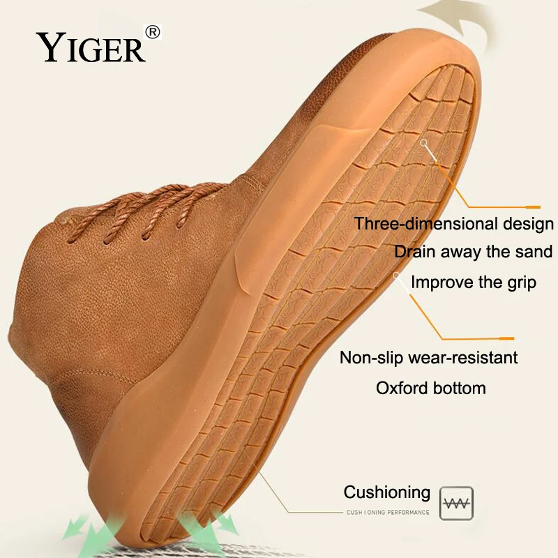 Мужские ботильоны на шнуровке YIGER черные повседневные рабочие ботинки из