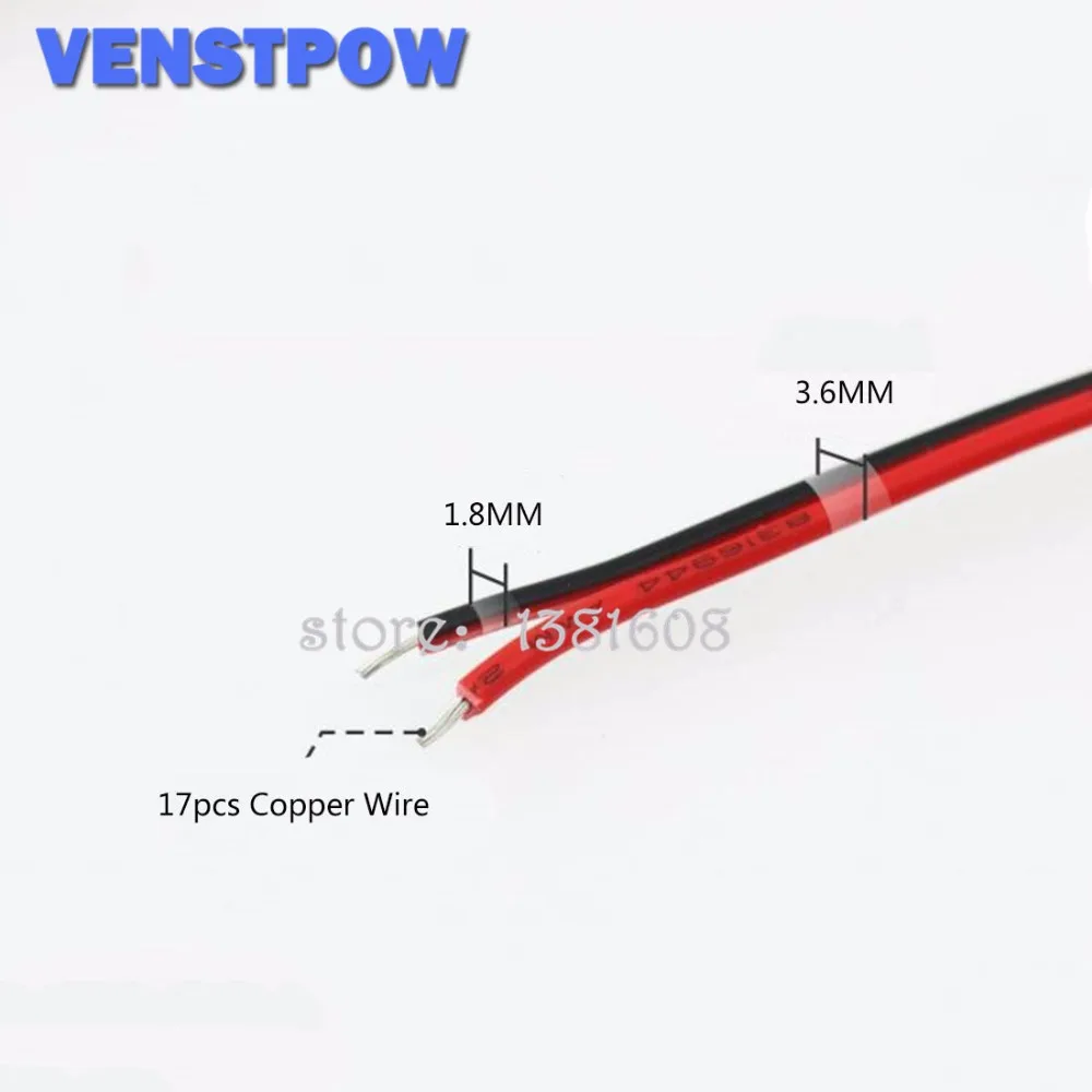5 м/лот Красный Черный 2 контакта 22AWG светодиодный удлинитель тонкий Медный