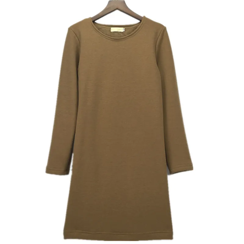 2020 женское осеннее платье с длинным рукавом зимнее теплое хлопковое облегающее