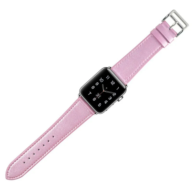 Ремешок для умных часов iWatch Series 1 2 3 сменный кожаный браслет синего цвета 38 мм 42