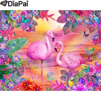 diapai 5d diy diamond painting 100 full squareround drill flamingo flower diamond embroidery cross stitch 3d decor a21683