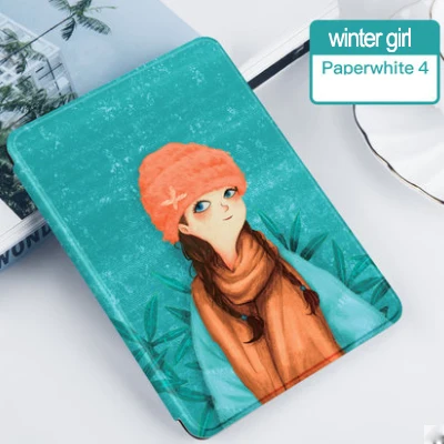 Тонкий из искусственной кожи чехол для Funda Kindle Paperwhite 4(10th Gen Release) читалка Smart Sleep/Wake Kindle чехол - Цвет: winter girl