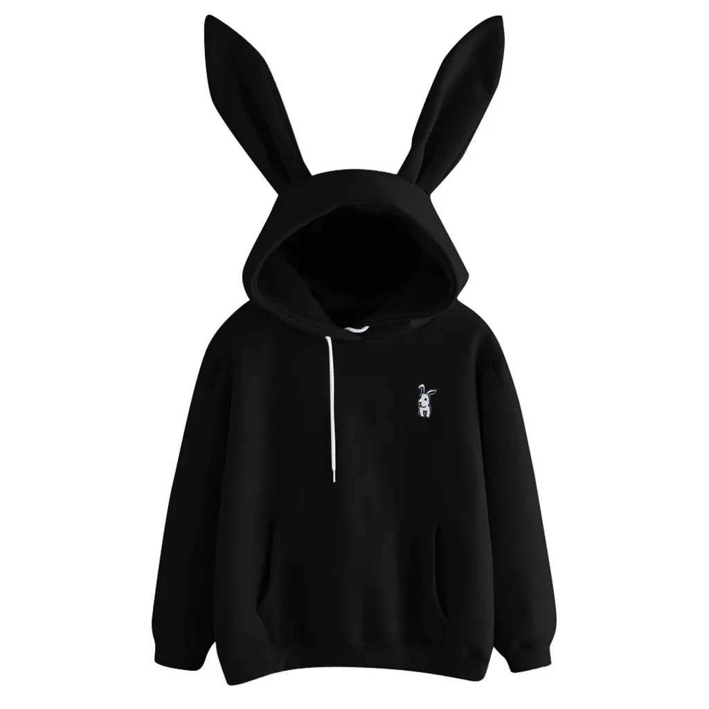 Oversized Hoodies Women Long Sleeve Rabbit Hoodie Sweatshirt Pullover Tops Cute Winter Blouse Худи Толстовка Женская
