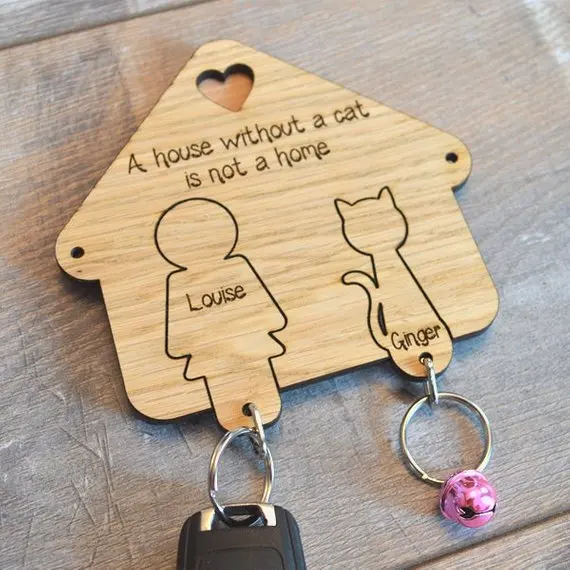 Персонализированные кошки и люди формы брелок вешалка крючки подарок для