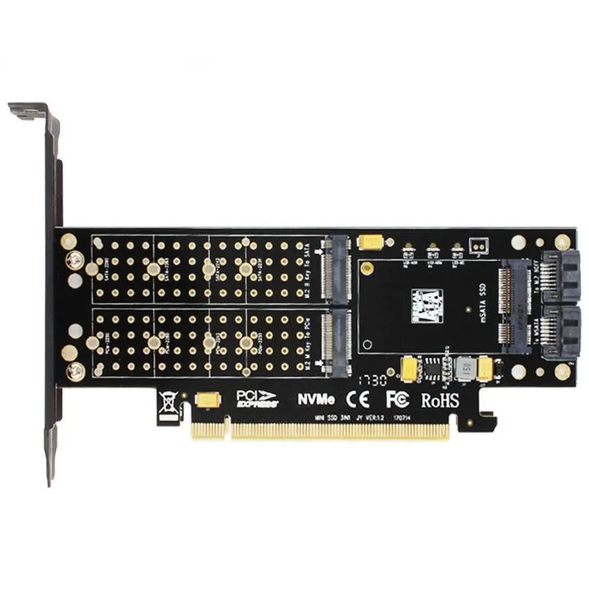 Адаптер M.2 NVMe SSD NGFF на PCIE X16 ключ M B mSATA PCI Express 3 0 в 1 конвертер NVME M2 m.2 AHCI SATA mSATA|Платы