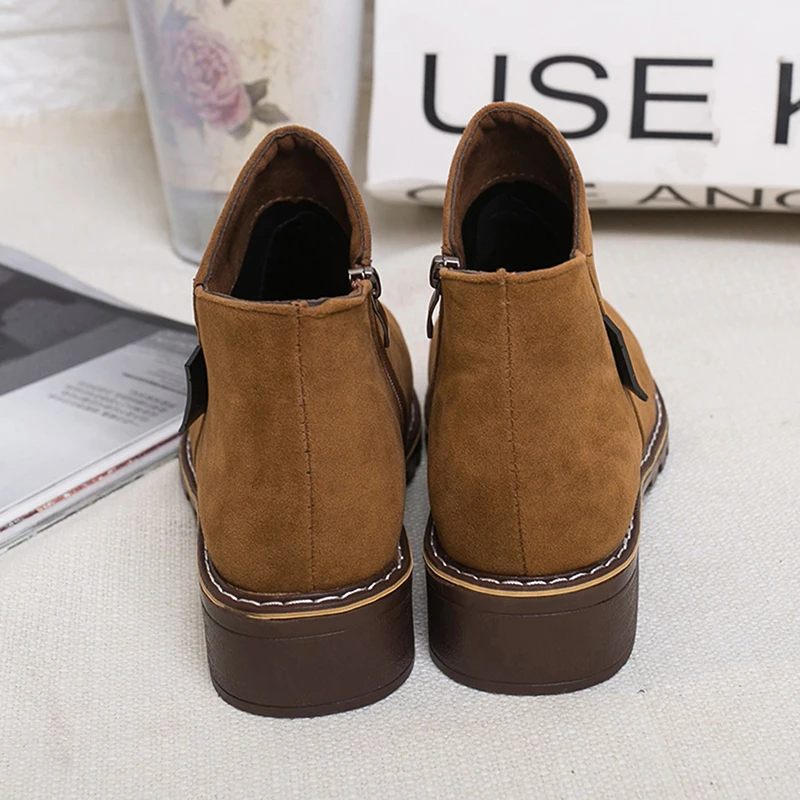 

2018 Women Martin Boots Suede Autumn Winter Warm Plush Fur Shoes Woman Feminina Female Motorcycle Ankle Boots Women Botas Mujer