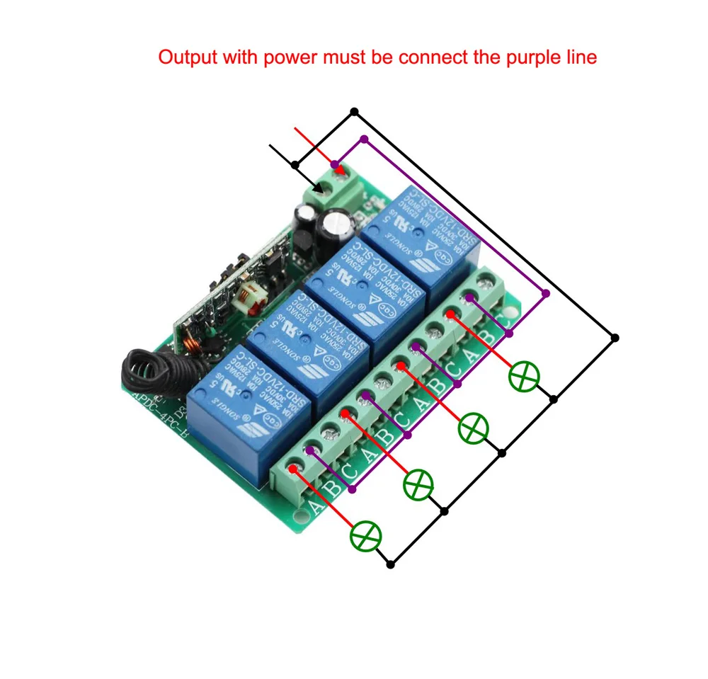 DC12V 10A 4CH Радио контроллер RF беспроводное реле дистанционное управление