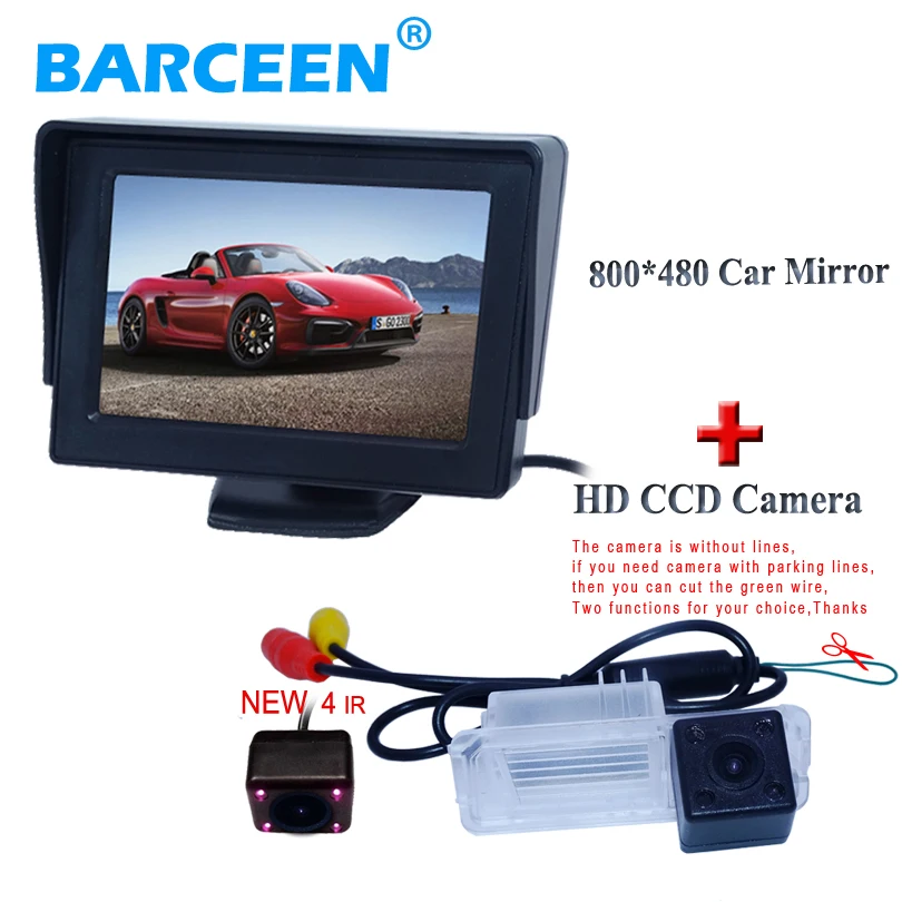 

car Monitor bring 4.3" screen +waterproof car reversing camera with 4 IR color hd ccd night vision for Volkswagen GOLF 6/Magotan