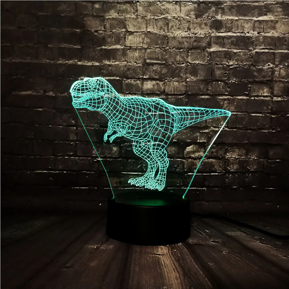 Tyrannosaus Jurassic park 3D Dinosaur Night Light LED 7 Color USB Change Decor Home Mood Table Luster Kids Birthday lamp | Лампы и