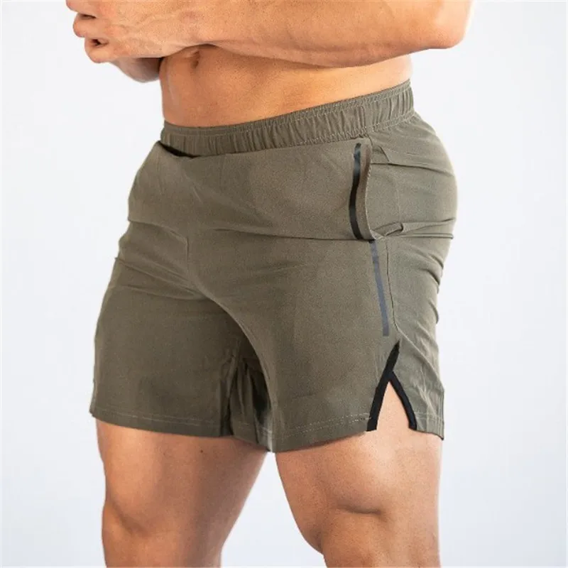 Army green Новые летние мужские брендовые шорты для фитнеса бодибилдинга, дышащие быстросохнущие сетчатые шорты, спортивные штаны для бега, модные шорты - Цвет: Army green