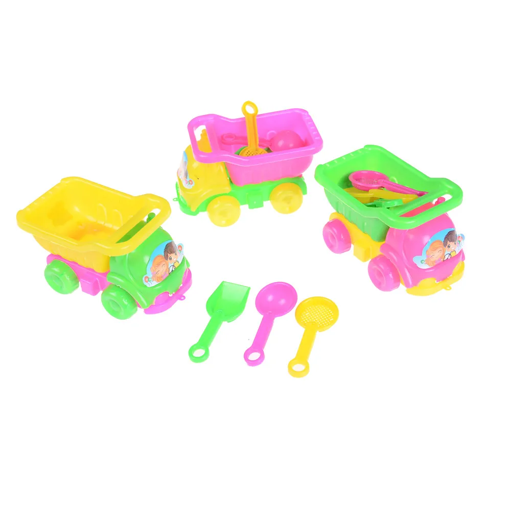

4PCS/Set Kids Water Beach Sand Car Play Toys Set Children Seaside Bucket Shovel Rake Kit Funny Tools Random Color
