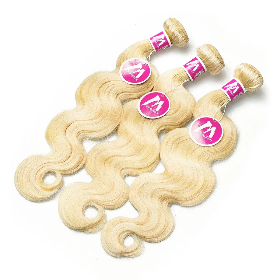 Maxglam 613 светлые бразильские волосы пучки объемная волна Remy человеческие