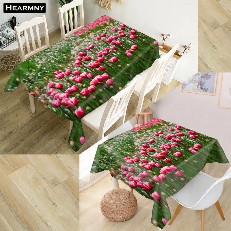 HEARMNY тюльпаны скатерть 3D Оксфорд ткань квадратная/прямоугольная Пыленепроницаемая скатерть для вечерние украшения дома ТВ чехлы - Цвет: 4