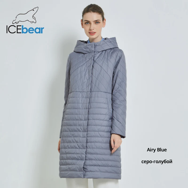 G475 ICEbear Новое длинное женское осеннее пальто женская куртка, прямого силуэта, с втачным капюшоном. Основная застежка на молнии с ветрозащитной планкой на кнопках GWC19039I - Цвет: G475