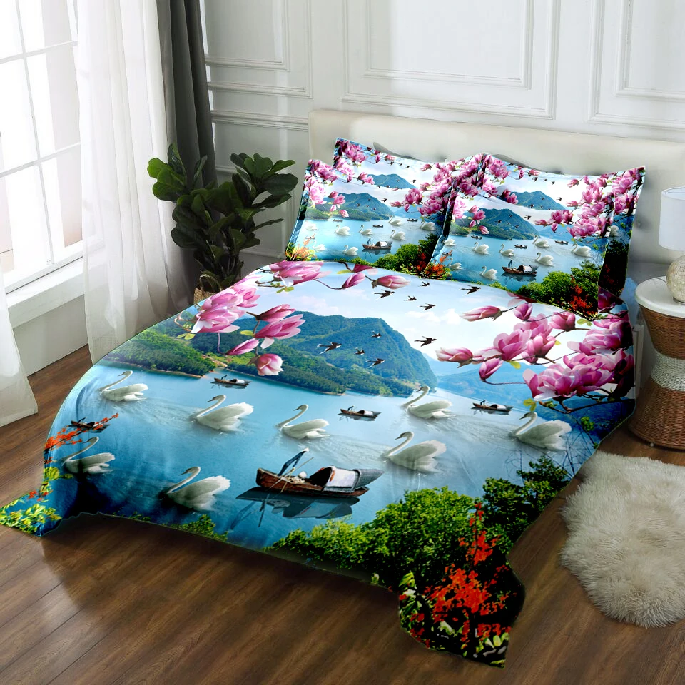Комплект постельного белья queen size Twin Full king California 3D простыня пододеяльник