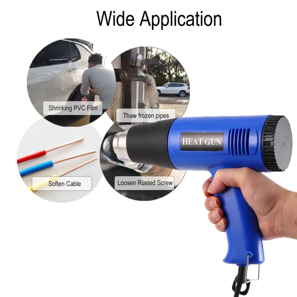 866B 1800W Electric Hot Air Heat Gun Temperature Adjustable Shrink Wrap Paint Stripper Dissolving DIY Tool + Nozzle EU | Инструменты