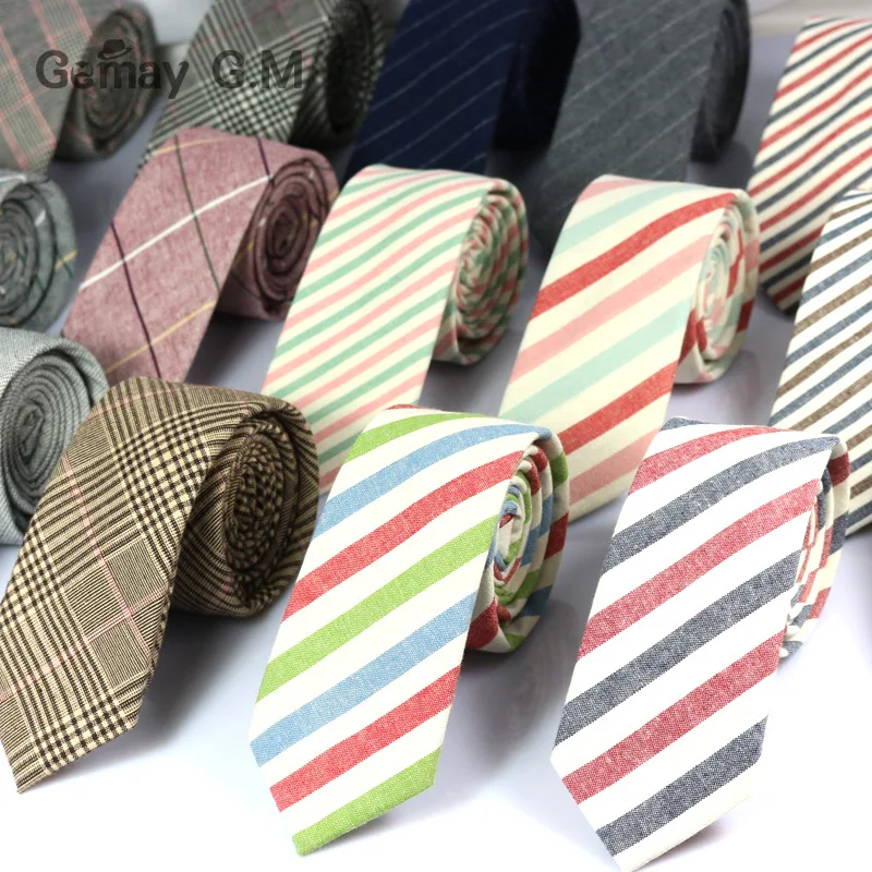 New Fashion Mens Ties 100% Cotton Necktie for Men Causal Stripe Tie For Man Bussines Corbatas Bridegroom Party Slim Neckties|tie accessories|necktie