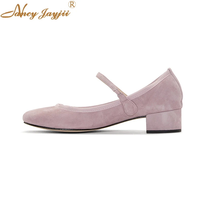 

Nancyjayjii Purple Flock Women’S Fashion Mary Janes Pump Round Toe Med Chunky Heels Ladies Party Office Elegant Shoes 34-46