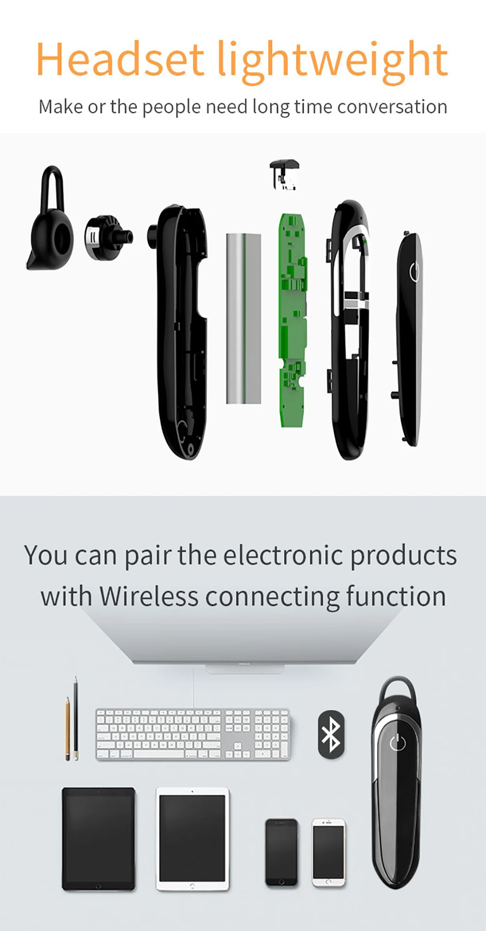 FELYBY D5 Bluetooth беспроводные наушники мини спортивные водонепроницаемые руки-вкладыши с микрофоном для телефона компьютера ноутбука