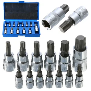 Набор гаечных ключей Mayitr, комплект из 13 предметов, торцевые насадки Torx Star с защитой от вскрытия, 14, 38, 12 дюйма, для ручных инструментов, в чехол