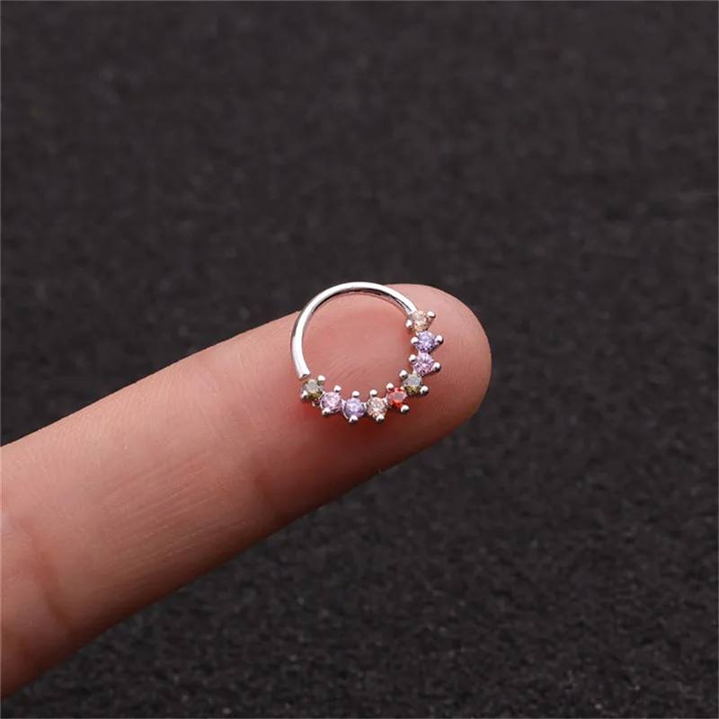Цветные циркониевые серьги-гвоздики Для Пирсинга Ушей с круглым носом и кубическим цирконием