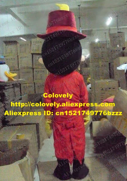 Cool Red Guiding Man Mascot Costume Mascotte With Black Bushy Beard Uniform Boots Fancy Dress Adult No.2702 Free Ship | Тематическая