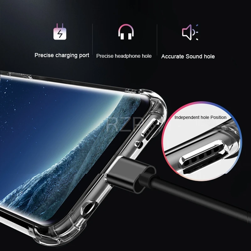 RZP 3D прозрачный чехол для телефона Samsung Galaxy S8 S9 10 20 Plus Note 8 9 задняя крышка + Мягкий